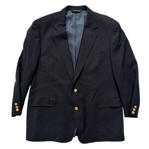 Vintage BROOKS BROTHERS Brooksease Navy Blue Wool Blazer Jacket Sz 46 Reg